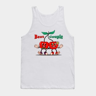 Best Couple, illustration of a romantic cherry couple Tank Top